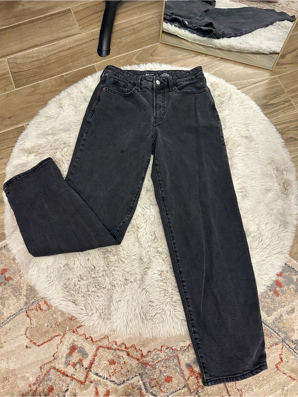 Old Navy Black High-Rise Straight Jeans